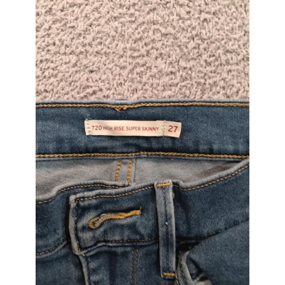 Levi's 720 High Rise Super Skinny Women's W27 L30 Blue Denim Jeans Stretch‎